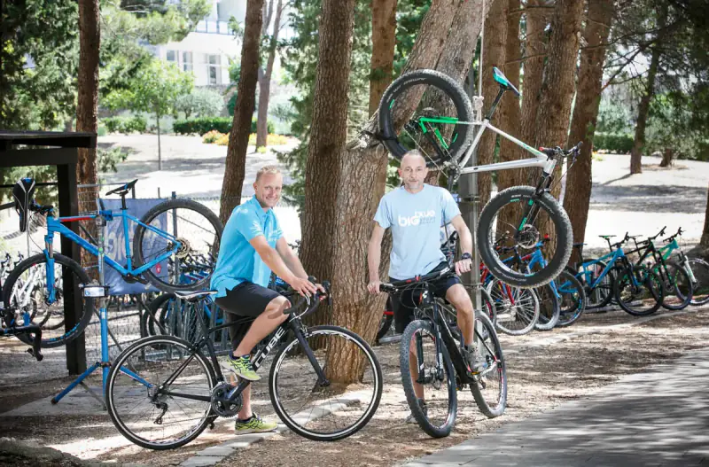 Big Blue bike center team